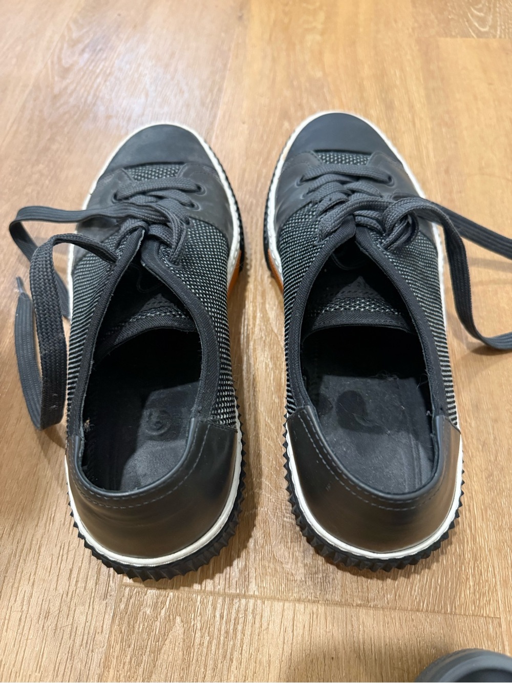 Prada Gray and Black Knit Lace-Up Sneaker - Picture 2 of 5